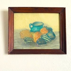 Vintage Still-Life Watercolor Pastel Painting
